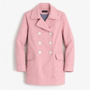 J. Crew Peacoat Womens 10 Pink Double Breasted Heavyweight Cotton Twill Jacket